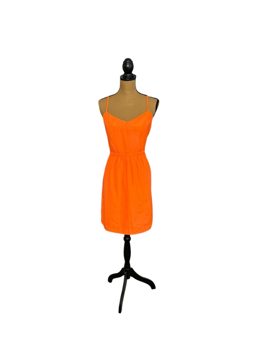 J.Crew Orange Neon Spaghetti Strap Dress Size 12 Mini Shift Summer Cocktail